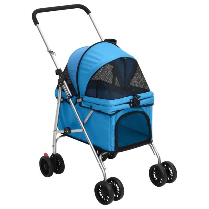 Poussette pour chien - ESTINK - Modèle pliant - Tissu Oxford 300D - Bleu - 15 kg max