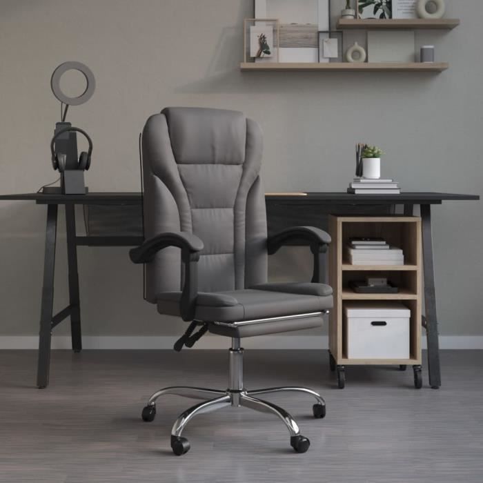 famirosa fauteuil inclinable de bureau gris similicuir-699