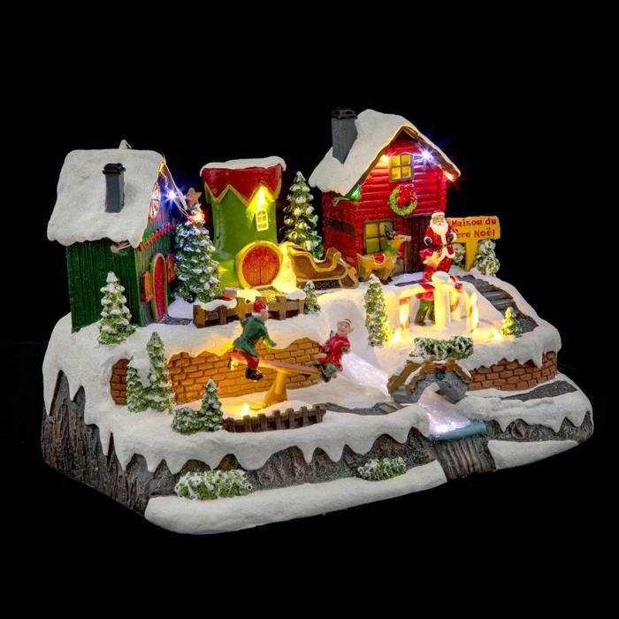 Village de Noël lutins joueurs et père Noël animé/musical 13 LED + transfo Atmosphera createur dinterieur