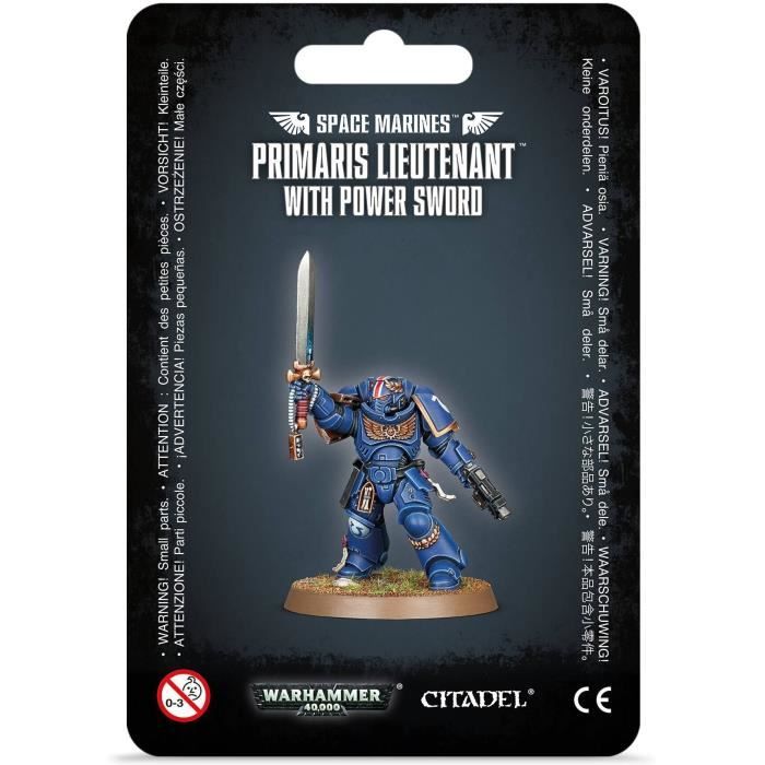 Figurine Warhammer 40k - Space Marine Primaris Lieutenant With Power Sword - bleu/doré - 9 pièces