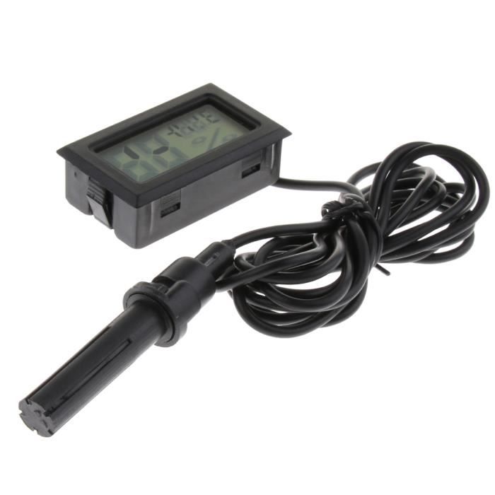 Thermomètre hygromètre numérique LCD avec rétroéclairage pour reptile,  vivarium, serre, chambre de bébé, incubateur (noir),Seuçais