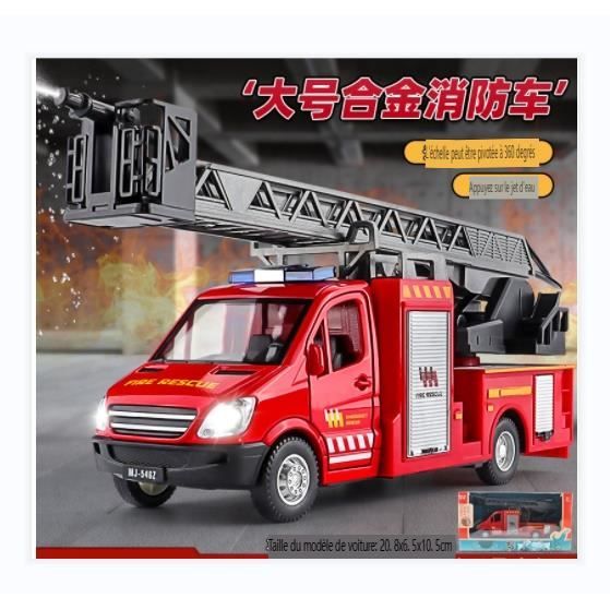 Camion de Pompier - KEXIMIXUE - Vehicules de Chantier - Jouet pour Enfant  3-6 Ans - Lumières et échelle rotative