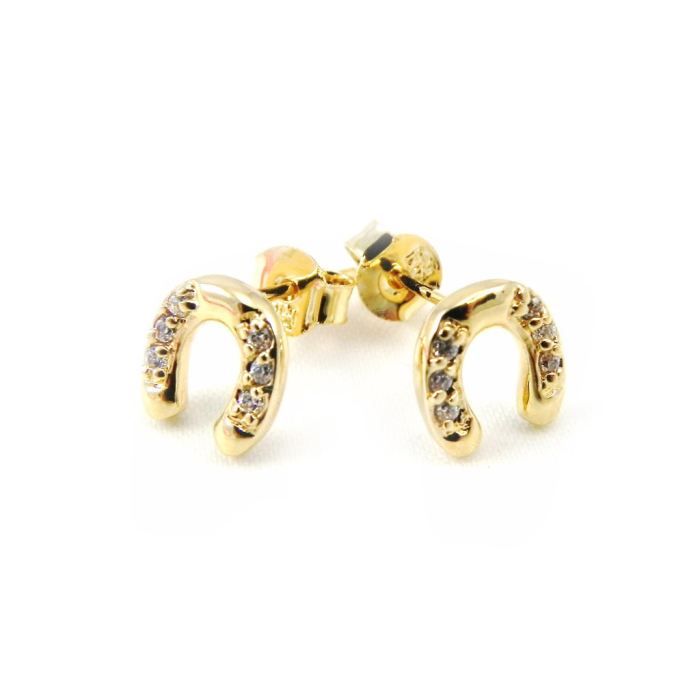 Boucles D'Oreilles Vintage Tête De Cheval - Plaqué Or - XXème Siècle - Occasion (état à Vérifier)