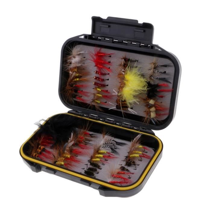 Assortiment De Mouches De Pêche 30/32 Pièces – Leurs Artificiels Pour Truite, Saumon Et Ombre Avec Boîte De Rangement Compacte