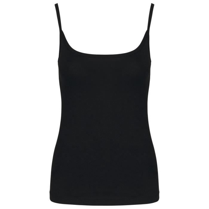 Débardeur fines bretelles Femme K397 noir Coupe Slim Col