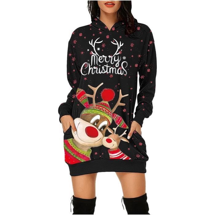 Robe De Noël Femme - De Noël Famille - Moche Hiver Chaude Poche À Manches Longues - Navy Navy