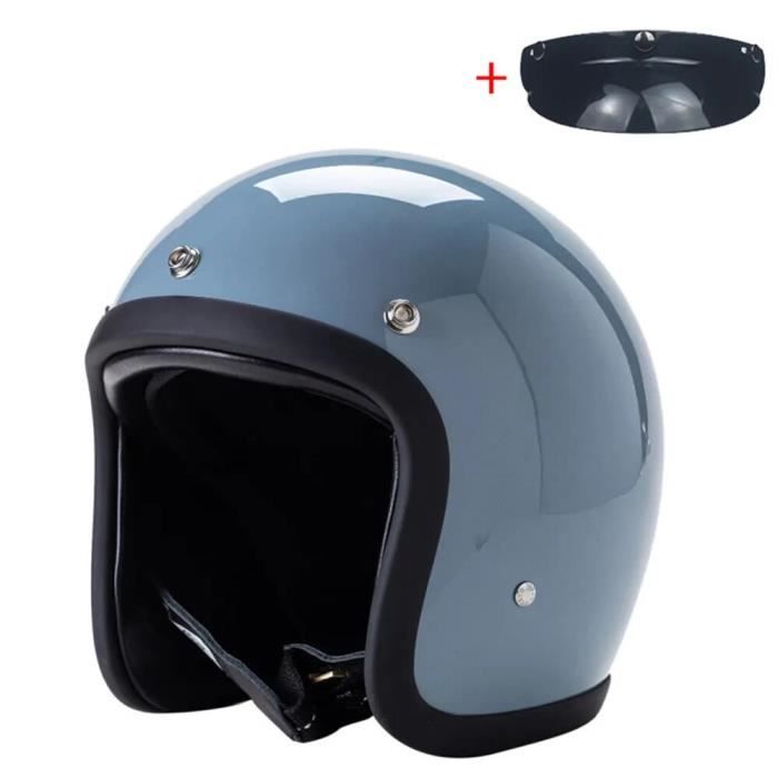 Casque Moto Jet Vintage ECE/DOT - Demi-casque Ouvert, Double Visière, Unisexe