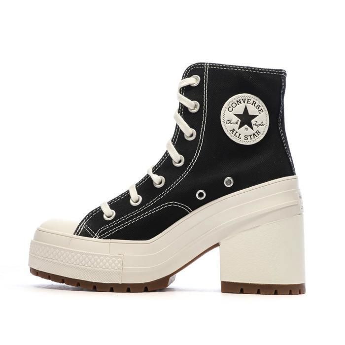 bottes pour femme - converse - chuck 70 de luxe heel - noir - lacets - textile