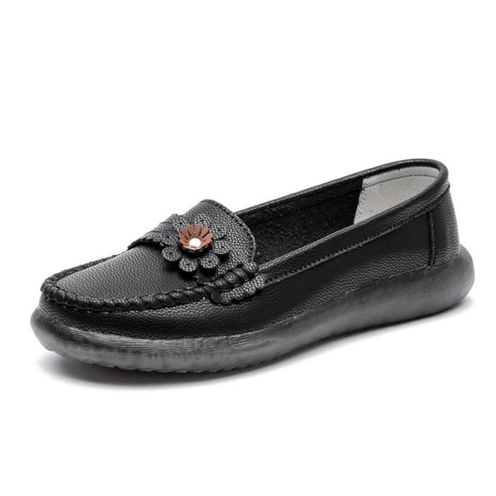 Mocassins à plateforme pour femmes, décontractés et élégants en cuir de