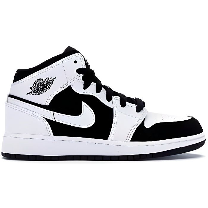 Nike Air Jordans 1 Mid White Black basket pour femme Blanc/noir ...