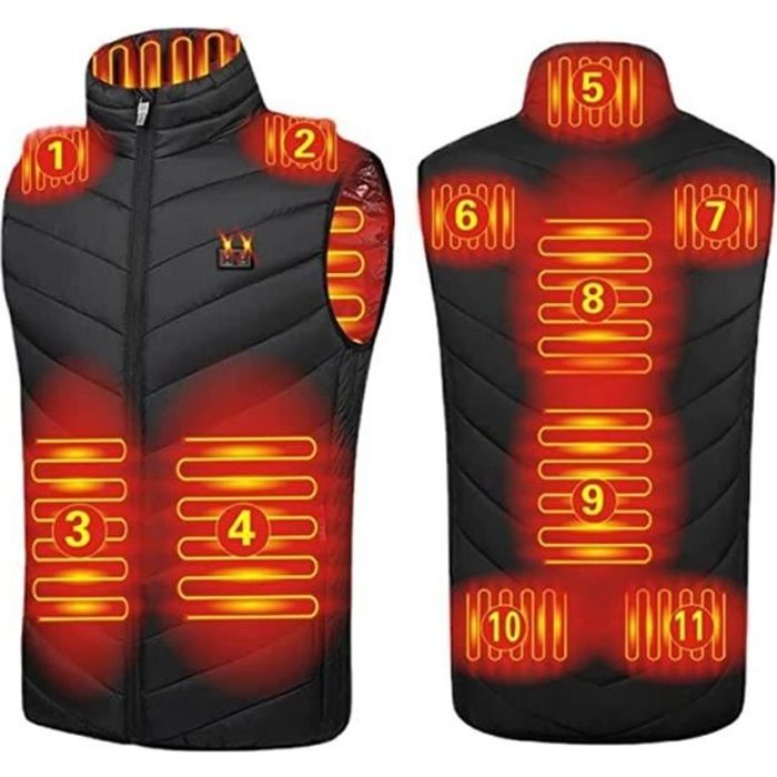 Gilet Chauffant électrique Homme/femme – 5 Zones Chauffantes, 3 Températures (45°C à 65°C), Lavable, Pour Ski, Randonnée, Extérieur (sans Batterie Incluse)