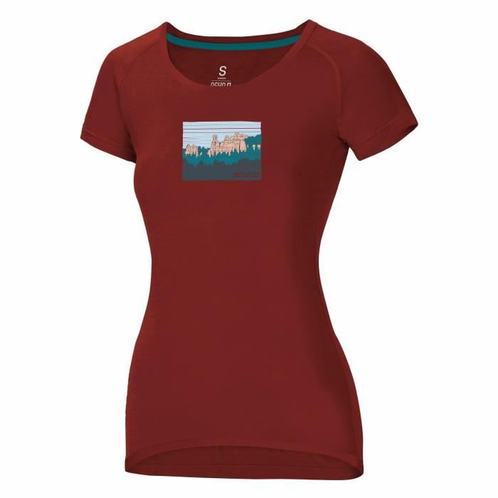 T-shirt escalade femme OCUN Raglan Adrspach Chili Oil XS - manches courtes - montagne