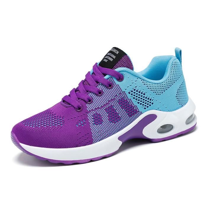 Baskets Femme - LEOCLOTHO - Chaussures de Sport - Violet - Textile - Plat