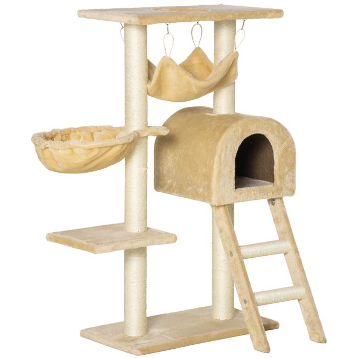 PawHut - Arbre &agrave; chat - Panneaux de particules - 54x29.5x98cm - Beige