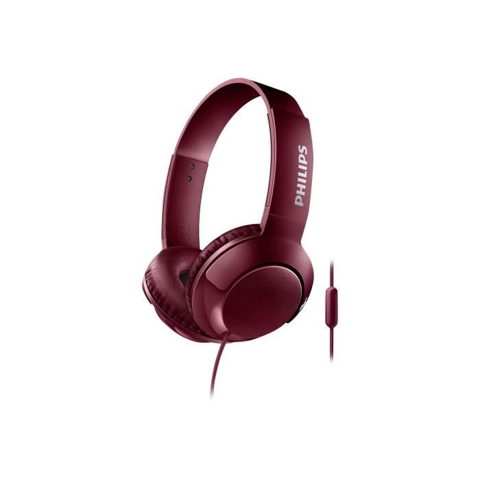 Philips Audio Casque supra aural SHL3075RD00 On Casque supra aural Basses volumineuses isolation phonique grand confort fonction mains libres pliage à plat