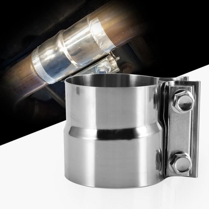 BLUETECH Collier d'échappement universel en acier galvanisé argenté avec double collier de serrage - 90 mm de longueur x 60 mm de diamètre intérieur