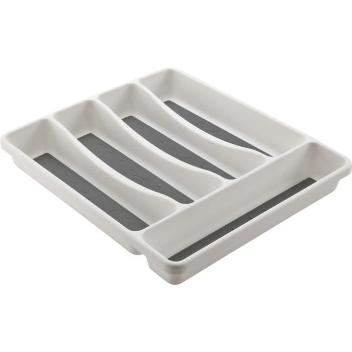 Organisateur De Tiroir 6 Compartiments Pour Couverts - Plastique PP Robuste, Dimensions 36.5x30.5x4.5 Cm, Facile à Nettoyer, Noir