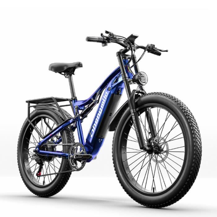 Vélo électrique tout-terrain tout-suspendu SHENGMILO MX03 - 1000W 17AH - Noir/Bleu