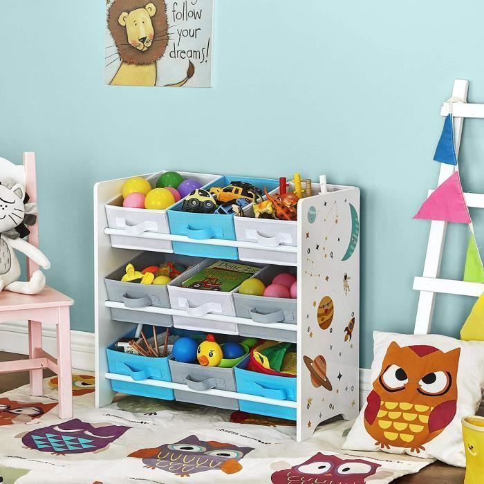 Sac de rangement pour enfants avec boîte de rangement pour jouets à cordon avec couvercle poignée tapis de jeu pour bébé Bleu sac de rangement pour jouets pour enfants intérieur et extérieur