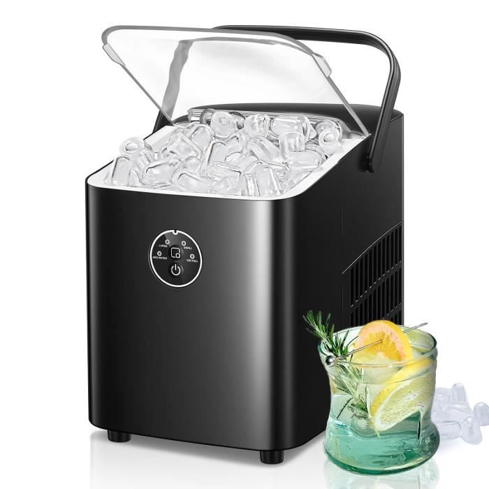Machine à Glaçons Ecozy - 9 Glaçons En 6 Min, 12kg/24h, Autonettoyante, 2 Tailles - Noir