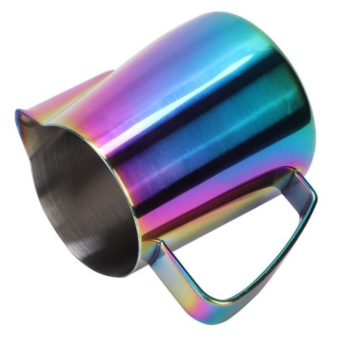 Pichet à Lait Latte Art En Inox 480ml - Bouche Pointue, Graduations Intérieures, Vert Foncé