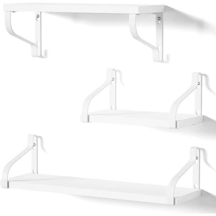 Emfogoo Lot de 3 étagères murales flottantes avec rebord en bois rustique pour salle de bain, chambre à coucher, cuisine, salon, chambre d'enfant (marron rustique