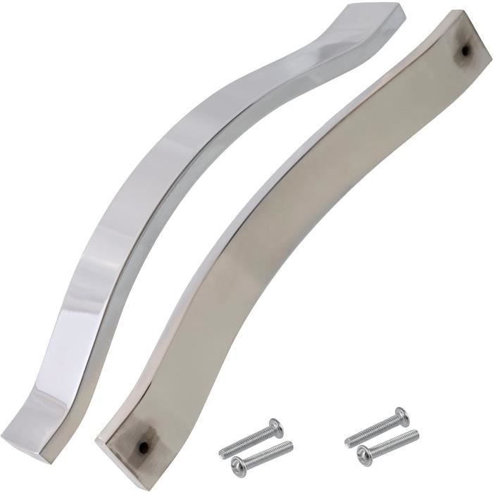 Lot De 2 Poignées De Porte ASSA ABLOY Arles – Plaque Longue Alu Chromé – Modèle 596171