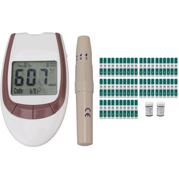 VBESTLIFE kit de test de glycémie Kit de Moniteur de Glycémie avec 50 Bandelettes de Test pour un Test Précis de la Glycémie