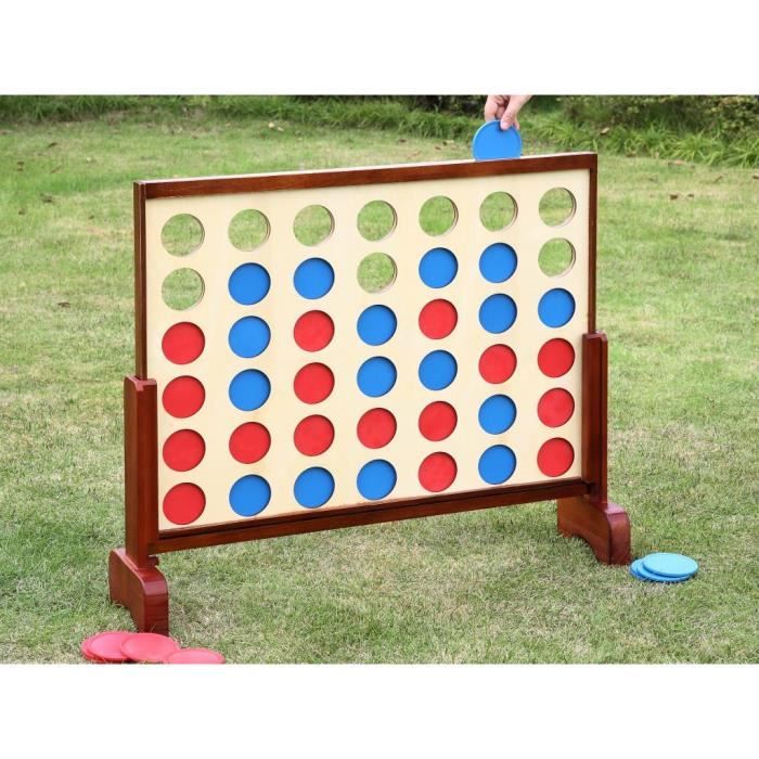 jeu de société géant en bois - vente-unique - 4 en ligne - extérieur - l79 x h72 cm