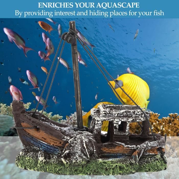 VGEBY Naufrage d'aquarium Aquarium Décoration, Haute Simulation