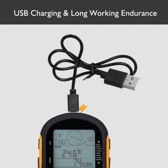 VGEBY GPS Altimètre Baromètre Thermomètre Hygromètre USB Rechargeable
