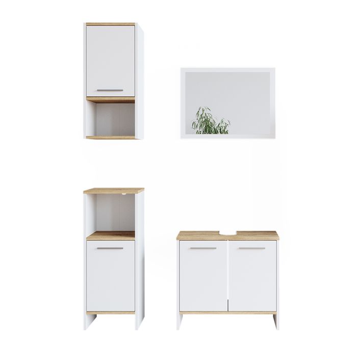 Ensemble Meuble Salle De Bain Vicco Irma - Blanc - 3 Pièces (vasque, étagère, Placard)