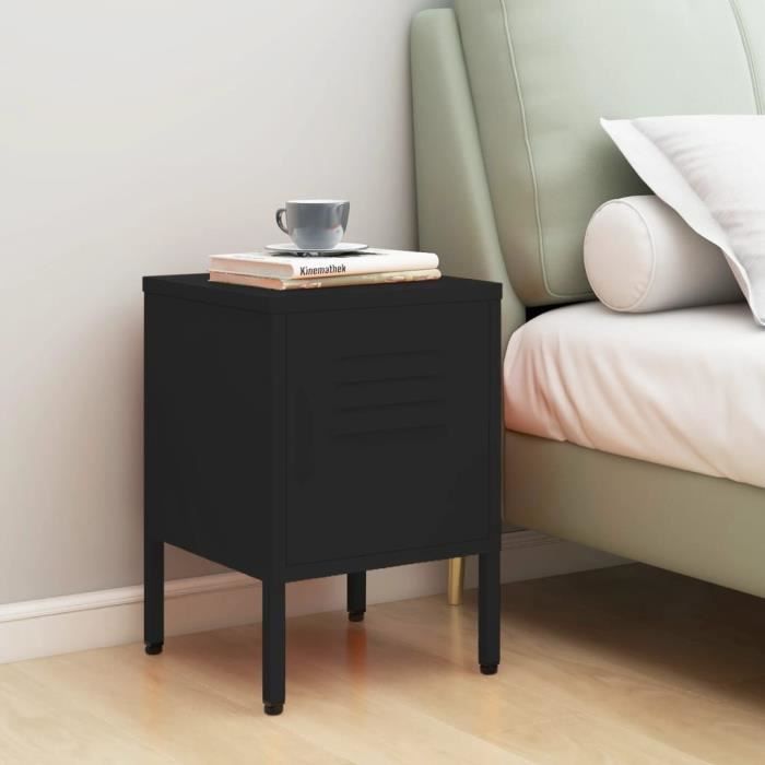 Table de chevet Noir 35x35x51 cm Acier Cdiscount Maison