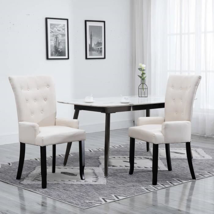 VidaXL Chaise de salle à manger avec accoudoirs Beige Tissu  Cdiscount