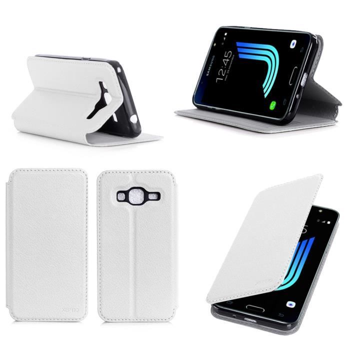 Etui coque Samsung Galaxy J3 2016 blanc 4G Housse pochette
