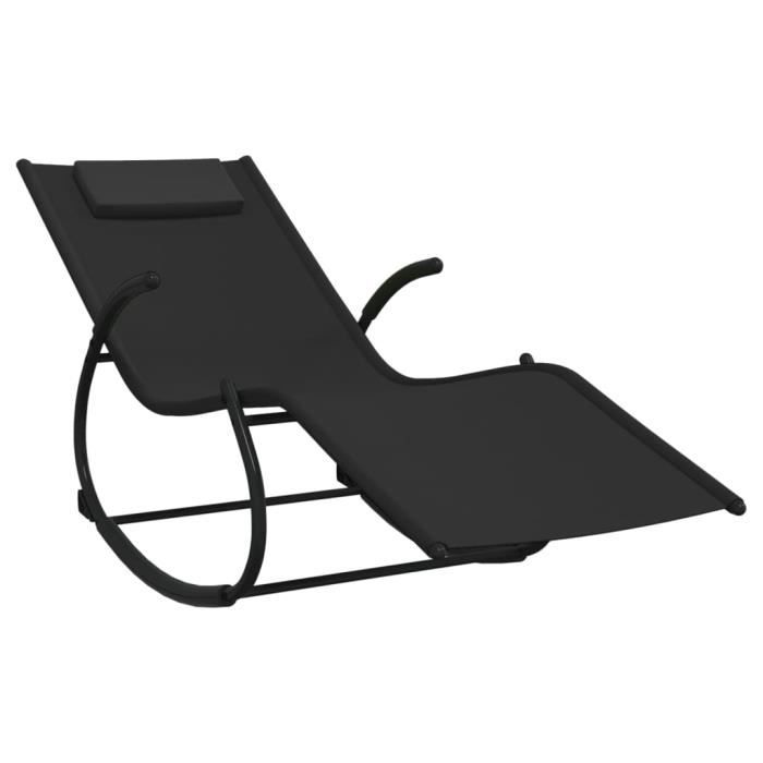 fhe - bains de soleil - chaises longues à bascule 2 pcs noir acier et textilène - yosoo - dx2048