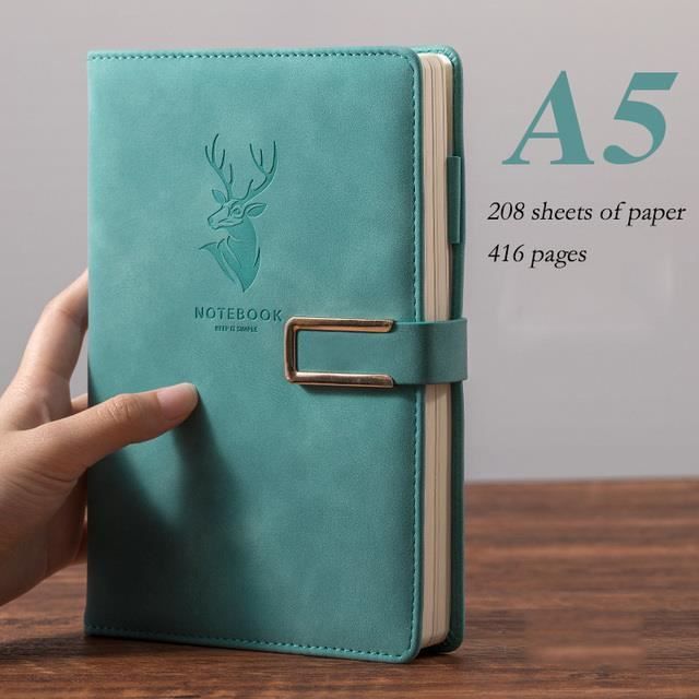 Kalpa Dreams Carnet A4 Cuir Noir Et Doré 416 Pages - Journal Vintage Pour Écrire Et Dessiner