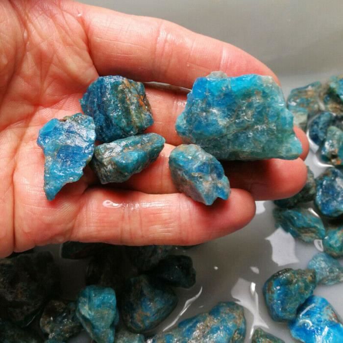 RARE !! 4 APATITES BLEUES BRUTES D'AFRIQUE : 5,68 CARATS ★★ p294.136T
