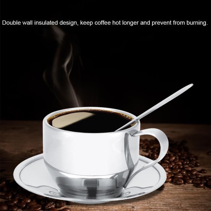 Fdit tasse à café isolée en acier inoxydable 4 pièces tasse à café en acier inoxydable Double