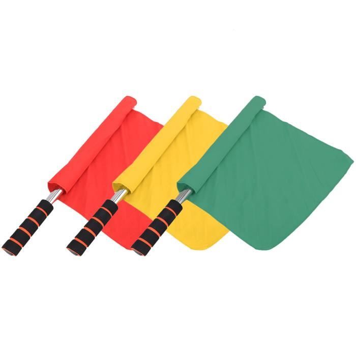 2 Drapeaux Arbitre Football Rouge Jaune Avec Sac - Accessoires Signalisation Match