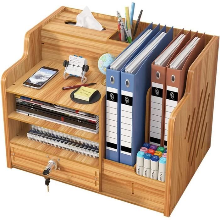 Petit Organisateur De Bureau En Bois Avec Tiroir – Style Ferme Rustique, Rangement Stylos, Cosmétiques, 20x12x7 Cm
