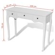Table de console avec 3 tiroirs-Table d'Entrée en Bois-Utilisation en Salon, Chambre-100 x 35 x 78 cm-Blanc-1