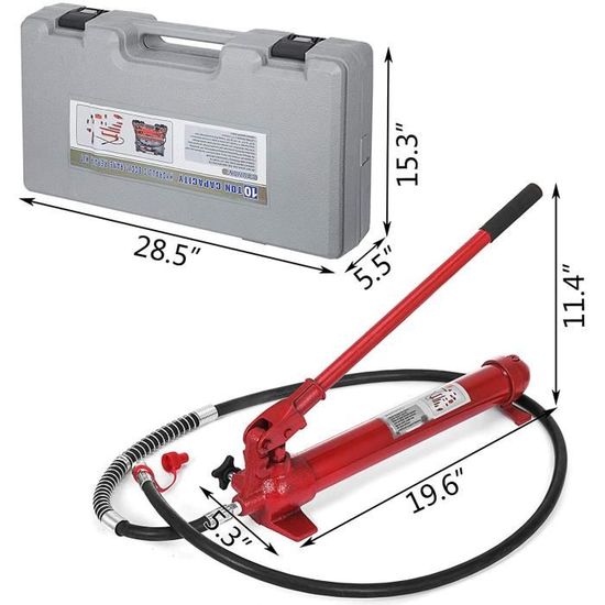 VEVOR Cric Bouteille Hydraulique 10 Tonnes - Levage 235-470 Mm Orange Voiture Et Agricole