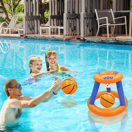 Holdes Cerceau Basket Piscine Gonflable Flottant - Jeu Basket Eau Avec Ballon Inclus - Jouet Piscine Été Famille Enfants Adultes