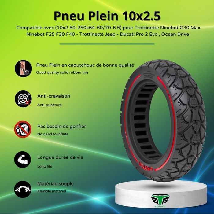 PNEU PLEIN 10/2.70-6.5 INCREVABLE POUR TNE V3 V4 / DUALTRON