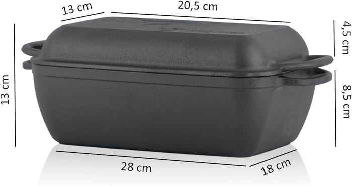 Moule à Pain En Fonte Pré-assaisonné 2 En 1 Avec Couvercle Poêle – 22,9 X 16 Cm Pour Pain Maison, Rôtis Et Cuisson Parfaite