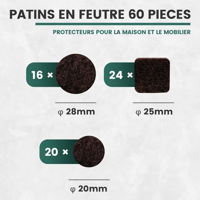 Patins Feutre Adhésifs 30mm - Lot De 30 - Protecteur Meubles Anti-rayures - Neuf