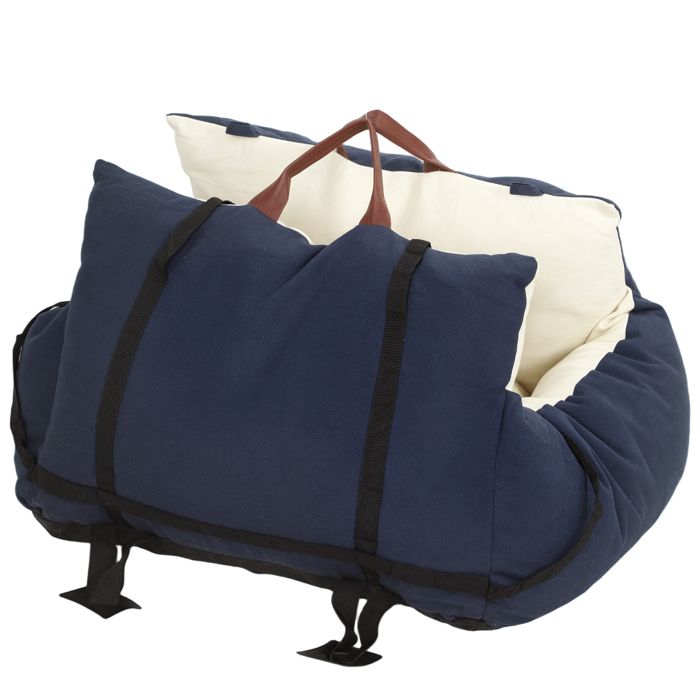 K&H Siège Auto Chien Rehausseur Pliable Bucket Booster – Gris/Crème – Avec Ceintures Sécurité & Vue Fenêtre