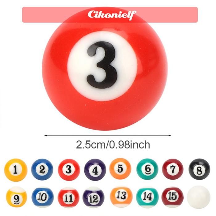 Mini Boules De Billard 38 Mm - Set Complet 16 Pièces En Résine Pour Enfants Et Loisirs (Balles Numérotées + Blanche)