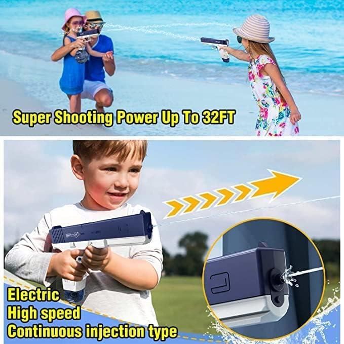 Pistolet à Eau électrique MP5 Gris – Autonomie 25min, Portée 6-8m, LED, Rechargeable – Enfants Et Adultes